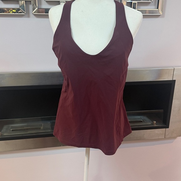 Lululemon Long Breath 2 in 1 Tank Size 12 Redwood Auburn - Picture 2 of 5